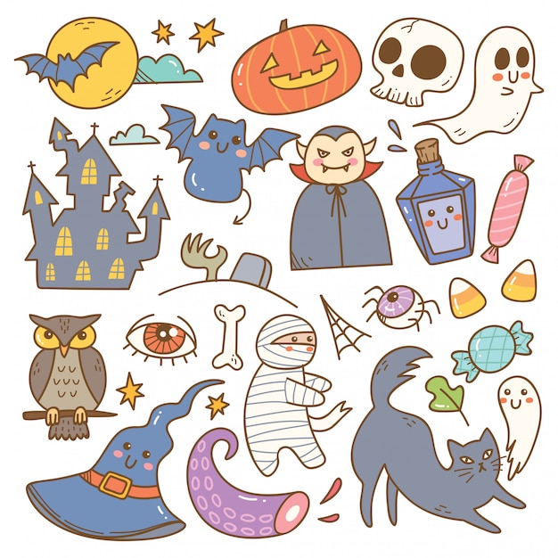 Cute Halloween Doodle
 Premium Vector