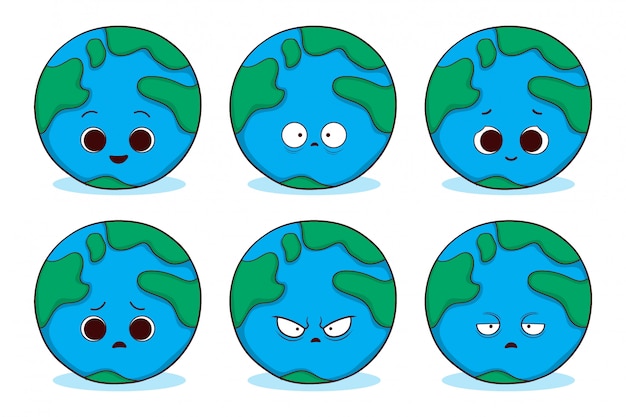 Premium Vector | Set of cute hand drawn earth