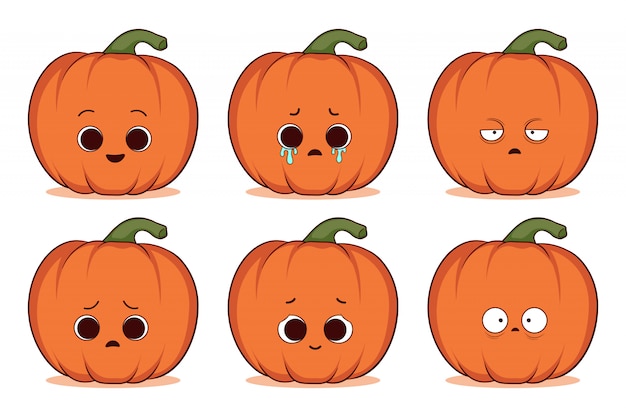 Premium Vector | Set of cute hand drawn pumpkin