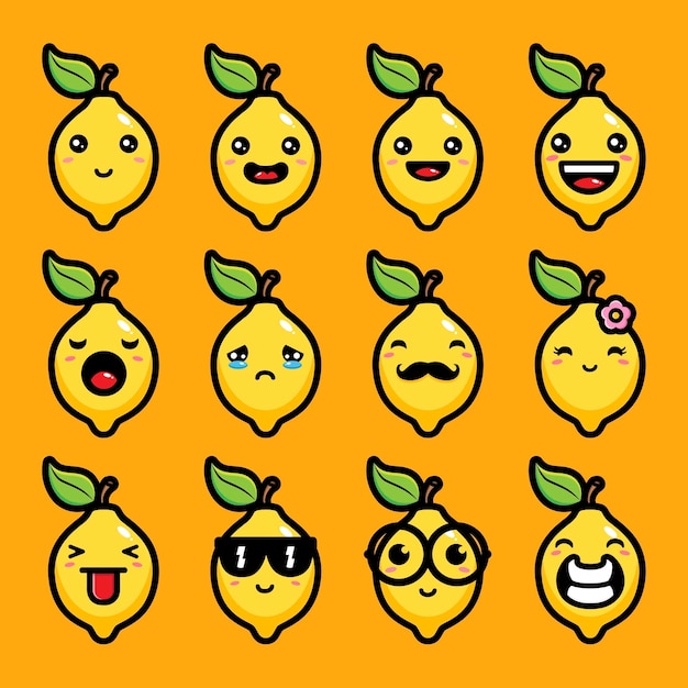 Premium Vector | Set of cute lemon