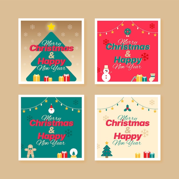 Premium Vector | Set of cute merry christmas happy new year santa claus ...