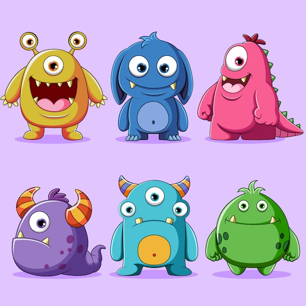 Premium Vector | Set of cute monsters character illustration