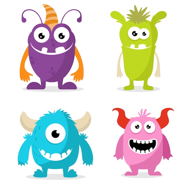 Premium Vector | Set of cute monsters character