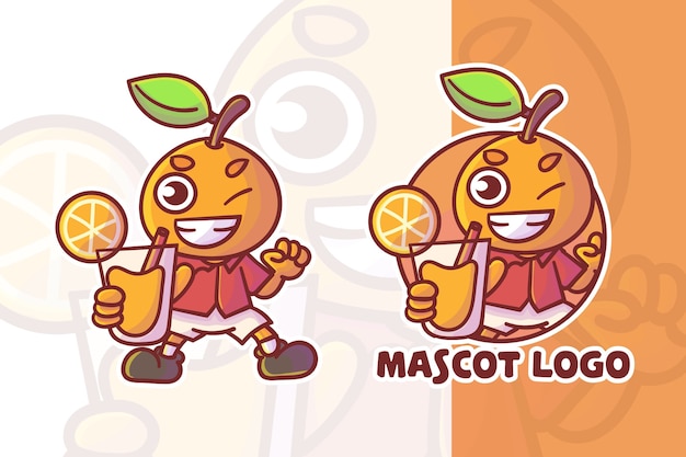 Premium Vector | Set of cute orange juice mascot logo with optional ...