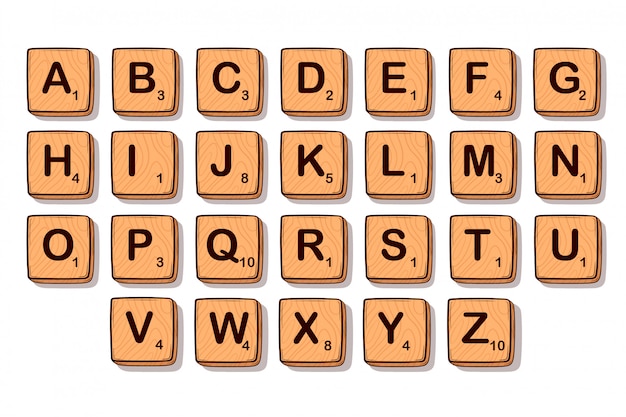 Set of cute scrabble tiles | Premium Vector