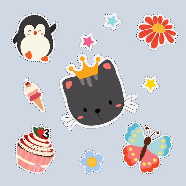 Premium Vector | Set of cute sticker