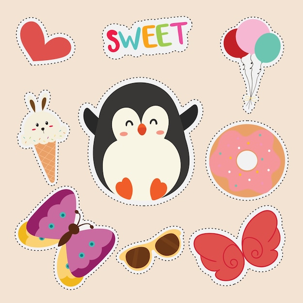 Premium Vector | Set of cute sticker