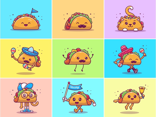 Download Free A Set Of Cute Taco Mascot Illustration Collections Of Taco Use our free logo maker to create a logo and build your brand. Put your logo on business cards, promotional products, or your website for brand visibility.