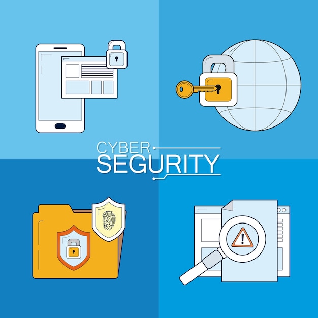 Premium Vector | Set of cyber security icons