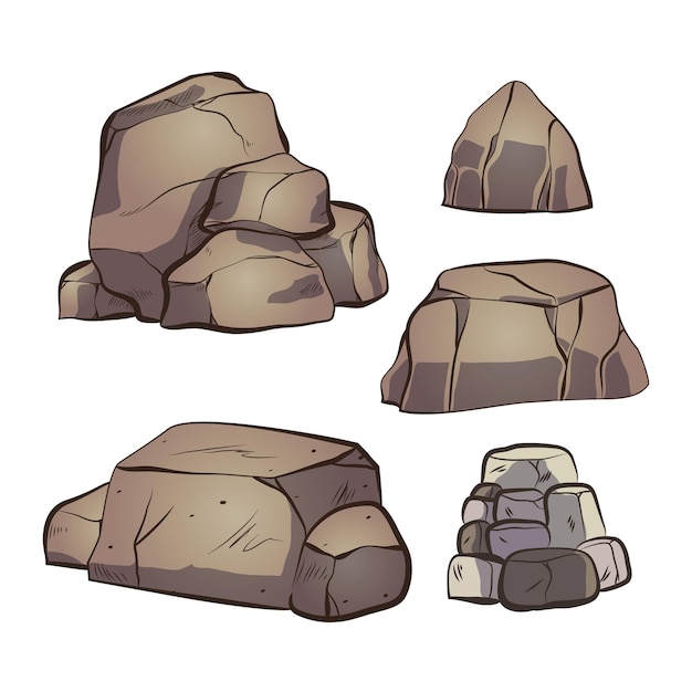 Premium Vector | Set de rocas y monticulos de rocas