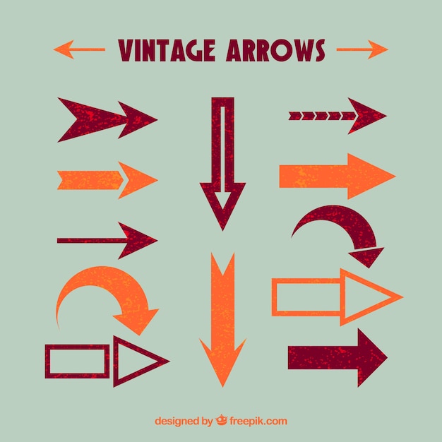 Free Vector | Set of decorative arrows in vintage style