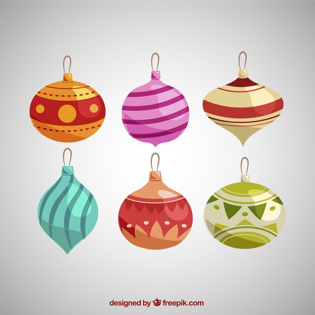 Free Vector | Set of decorative christmas balls in vintage style