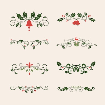 Free Vector | Set of decorative christmas designs for cards vector