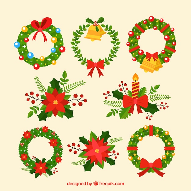 Free Vector | Set of decorative christmas wreaths