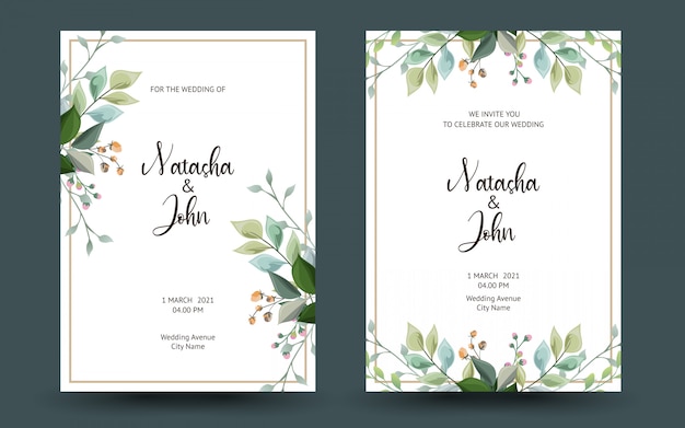 Premium Vector | Set of decorative greeting card or invitation with floral