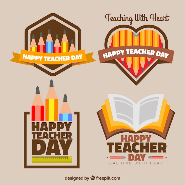 Free Vector Set Of Decorative Happy Teacher S Day Stickers