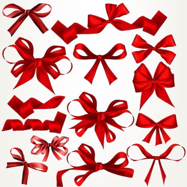 Premium Vector | Set of decorative red ribbons