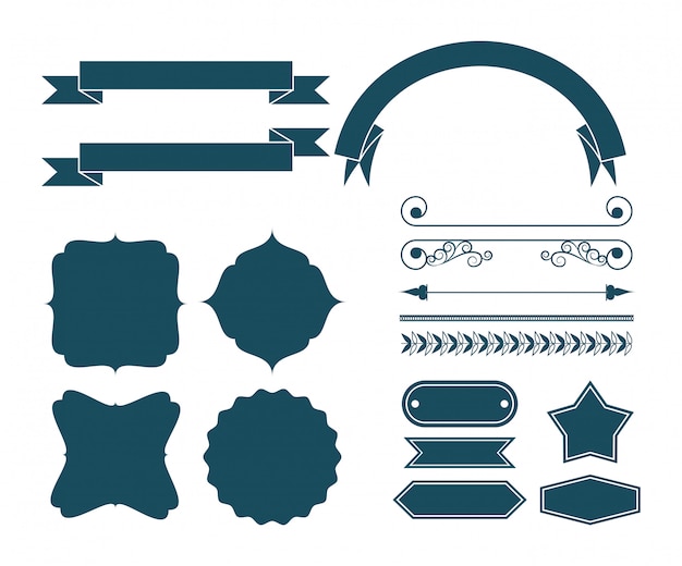 Set of decorative ribbon cartoon Free Vector