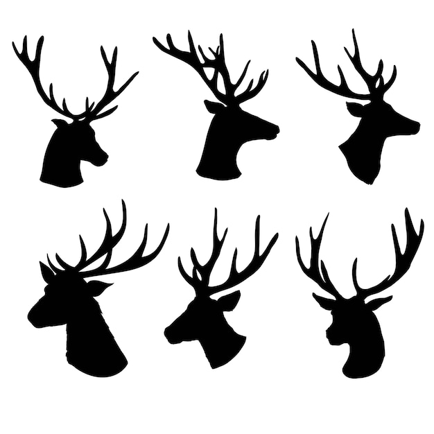 Download Premium Vector | Set of a deer head silhouette on white ...
