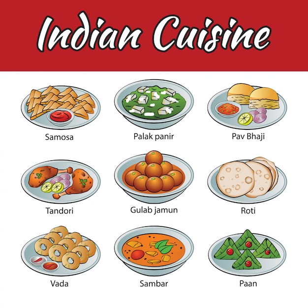 Premium Vector | Set of delicious and cuisine of india