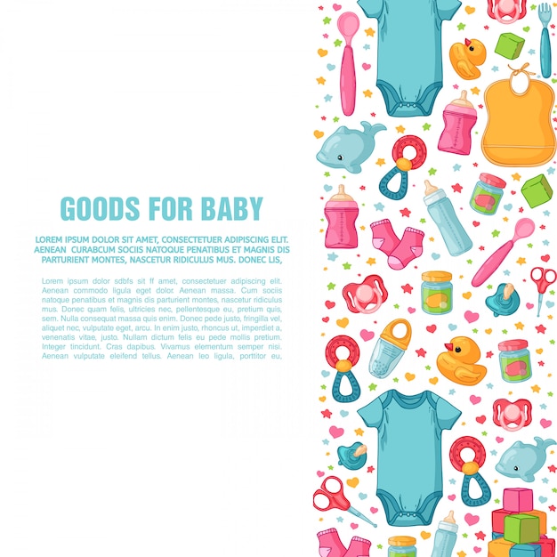  Set of design templates for vertical banners with childhood's patterns. newborn staff for decoratin