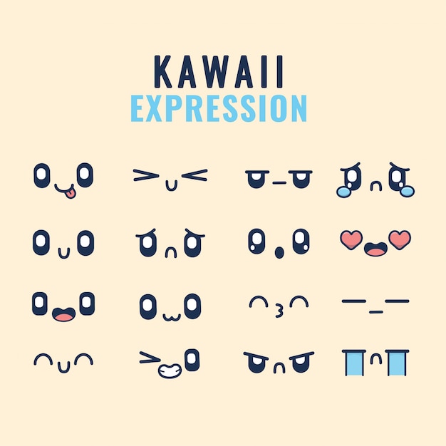 Premium Vector | Set of designs of kawaii expressions