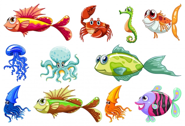 Set of different animals cartoon style | Free Vector