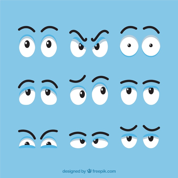 Set of different expressive eyes for cartoon Vector | Free Download