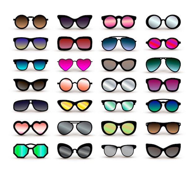 Premium Vector | Set of different eyeglasses.