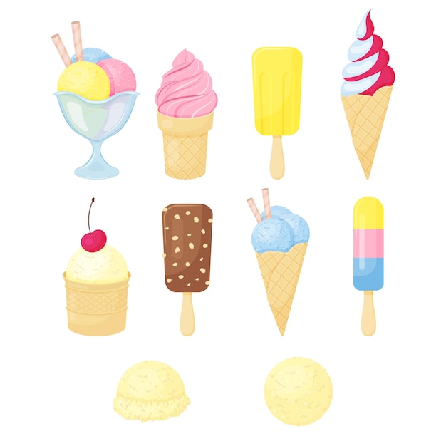 Premium Vector | Set of different ice cream. cartoon style. vector ...