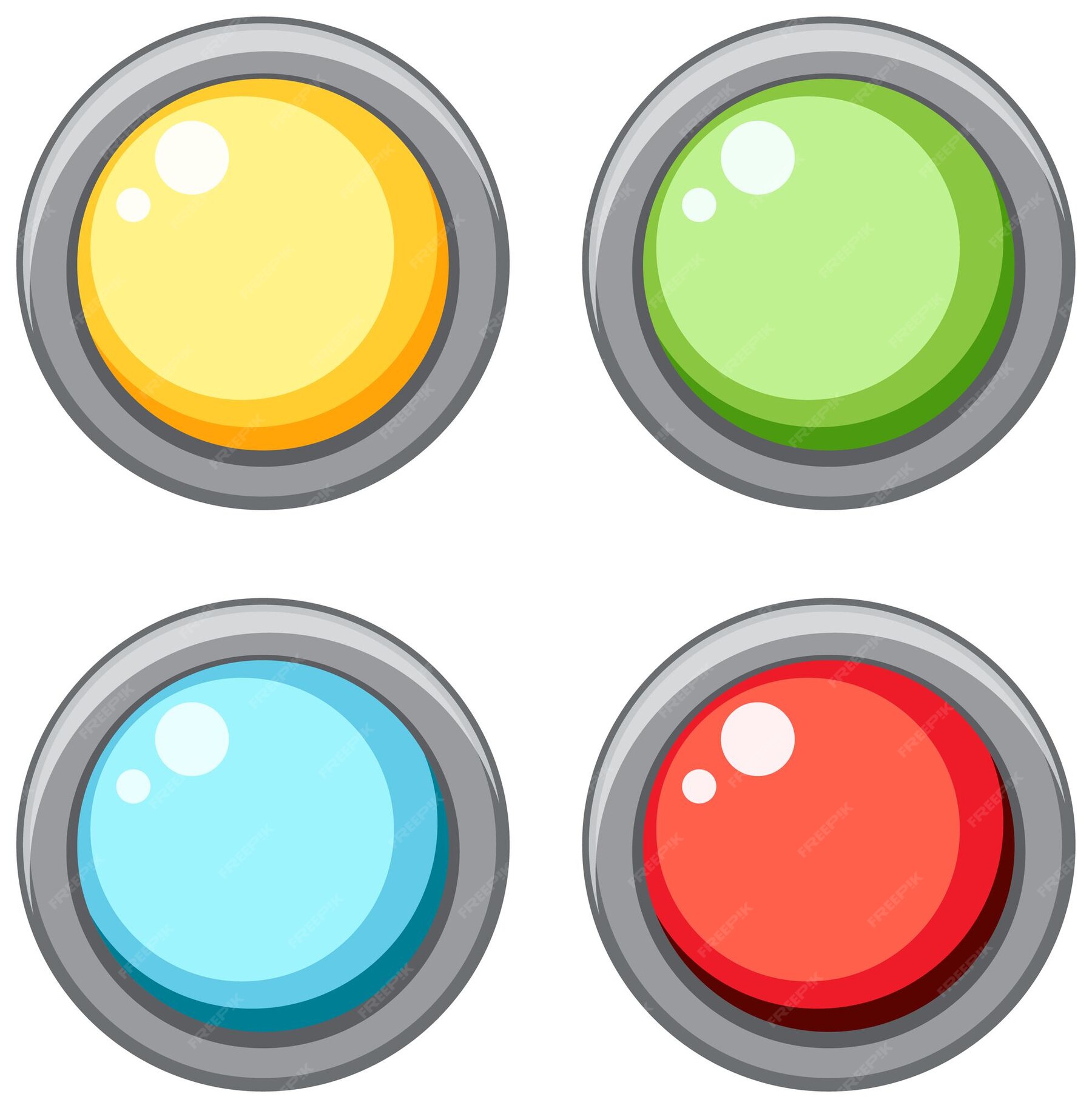 Premium Vector | Set of different light button game element