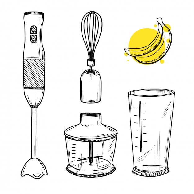 premium-vector-set-of-different-parts-of-a-blender-hand-blender