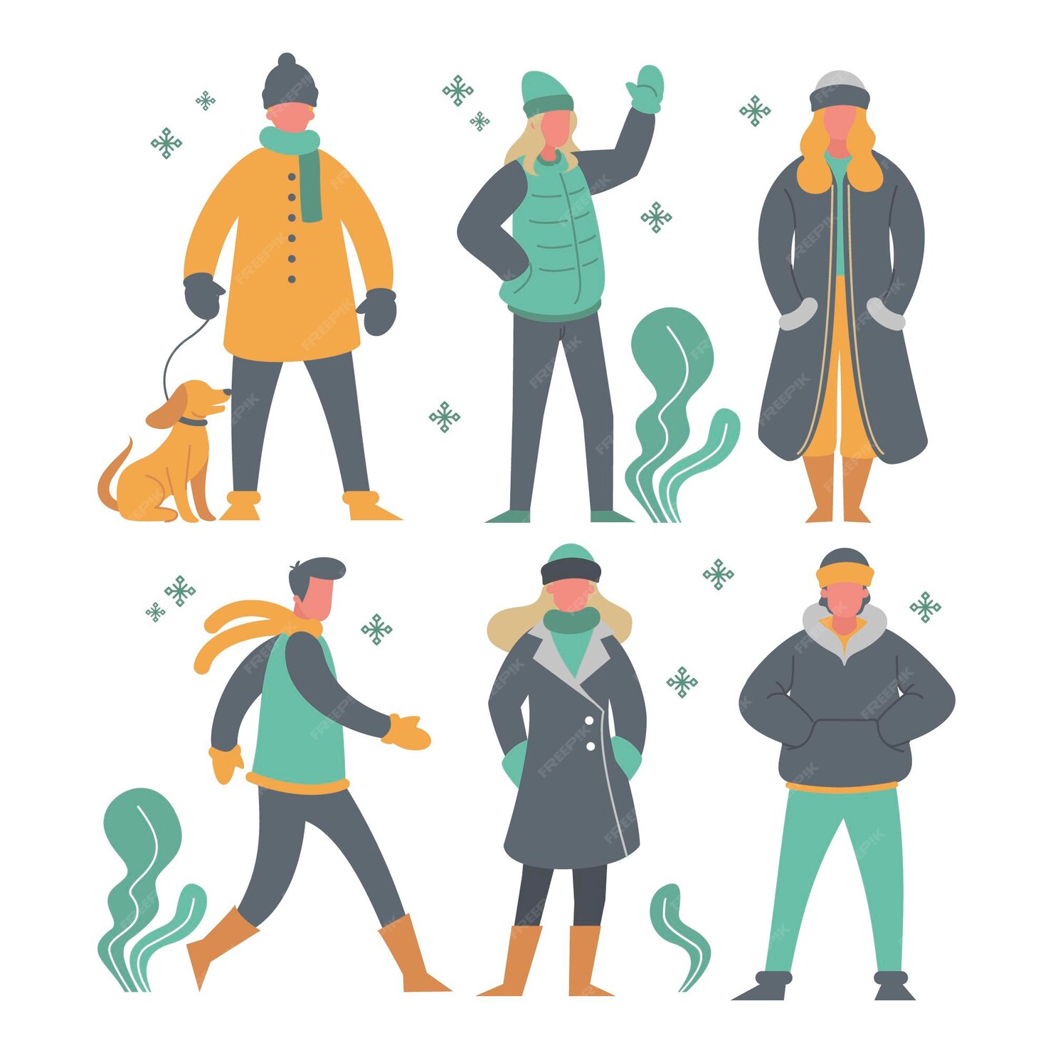 free-vector-set-of-different-people-in-cozy-clothes-in-winter