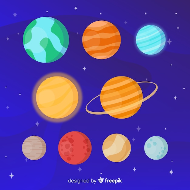 Set of different planets stickers | Free Vector