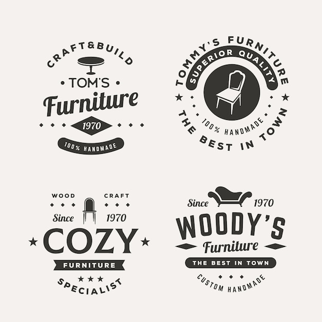 Download Free Set Of Different Retro Furniture Logos Free Vector Use our free logo maker to create a logo and build your brand. Put your logo on business cards, promotional products, or your website for brand visibility.