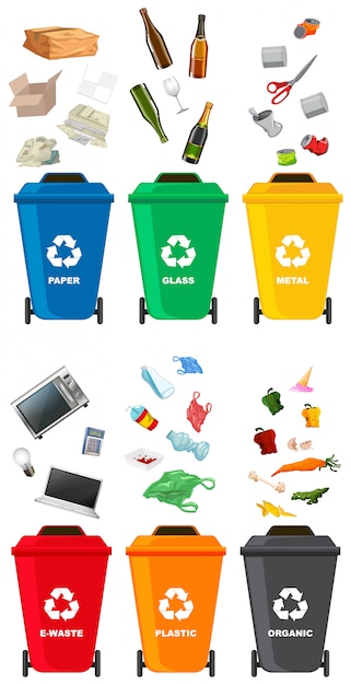Download Free Set Of Different Trash Can Premium Vector Use our free logo maker to create a logo and build your brand. Put your logo on business cards, promotional products, or your website for brand visibility.