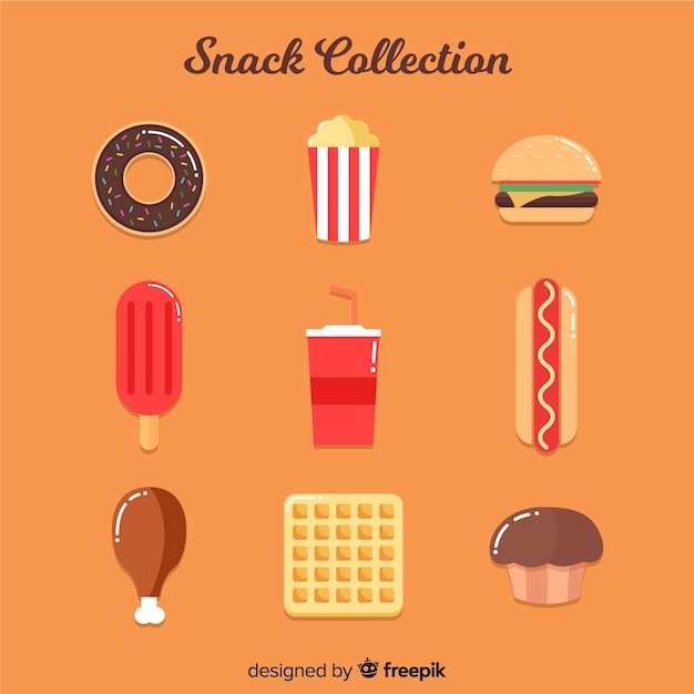 Free Vector Set Of Different Types Of Snacks