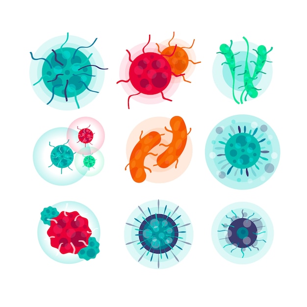 Free Vector | Set of different viruses illustrated