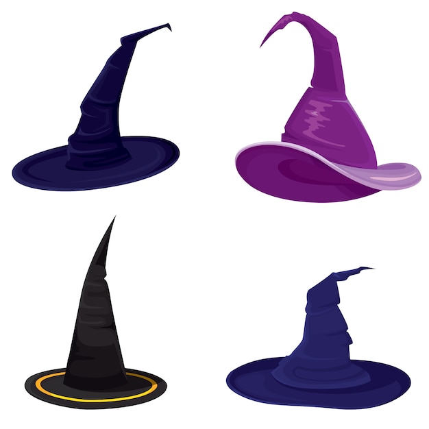 Cartoon Witch Hats : Collection of cartoon witch hats for your vector