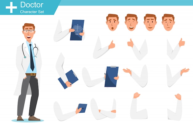 Premium Vector Set Of Doctor Cartoon Characters Medical Staff Team