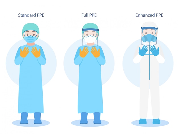 Premium Vector Set Of Doctors Character Wearing In Ppe Personal