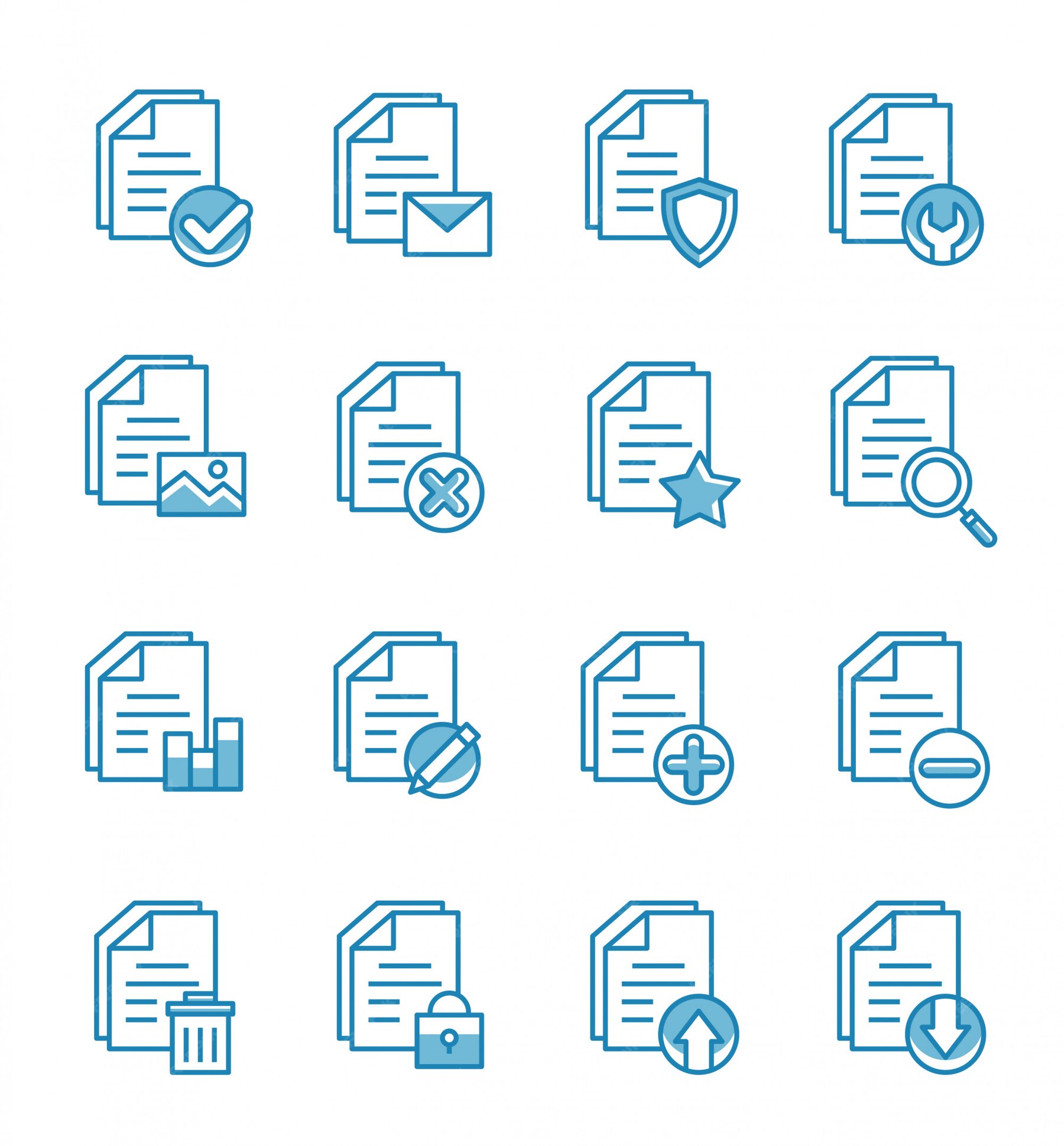 Premium Vector | Set of document icons with outline style.