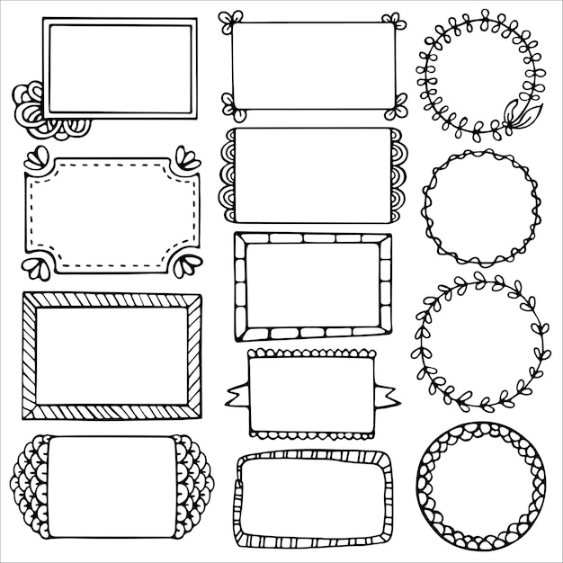 Premium Vector Set Of Doodle Frames For Bullet Journal Notebook