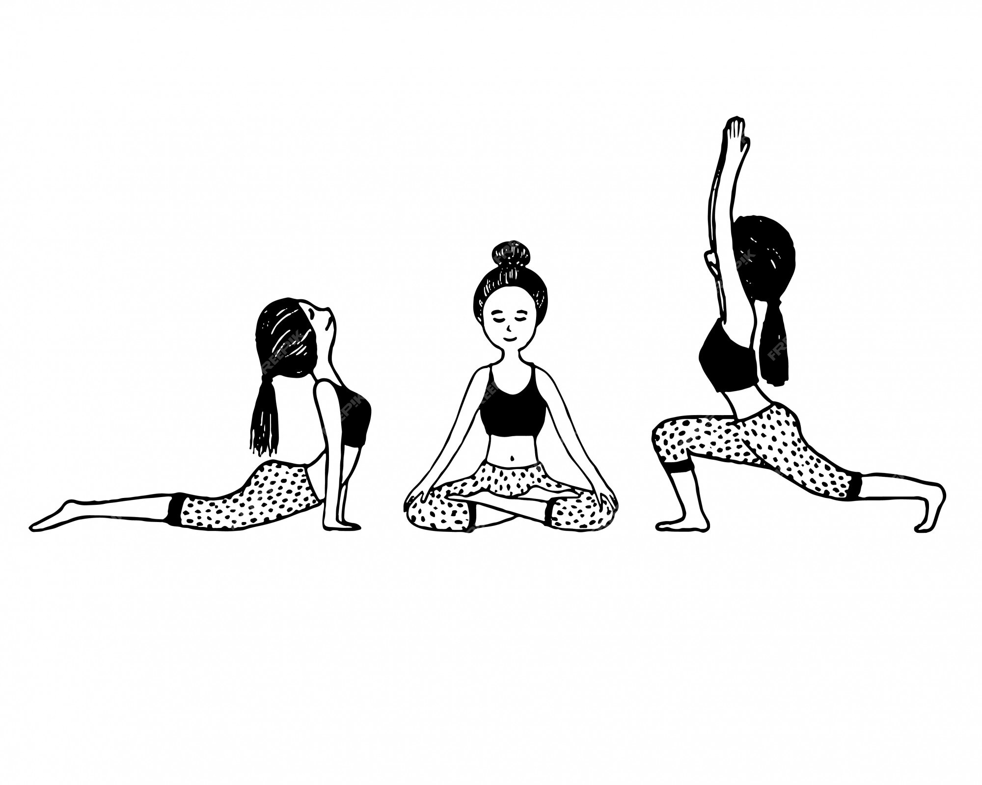 Premium Vector Set Of Doodle Hand Drawn Yoga Cute Charactor