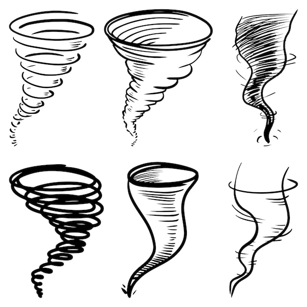 Premium Vector | Set of doodle tornado isolated on white background ...