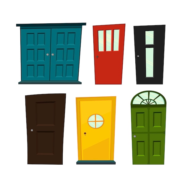 Premium Vector Set Of Doors In Cartoon Style