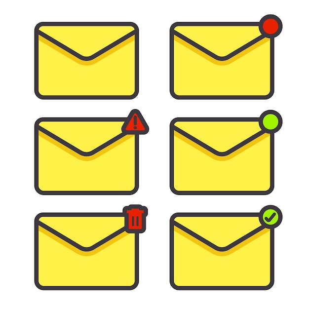 Message Email With Envelopes Icon Set - Free Download Vector PSD and