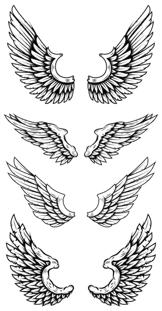 Premium Vector | Set of eagle wings in tattoo style. design elements ...