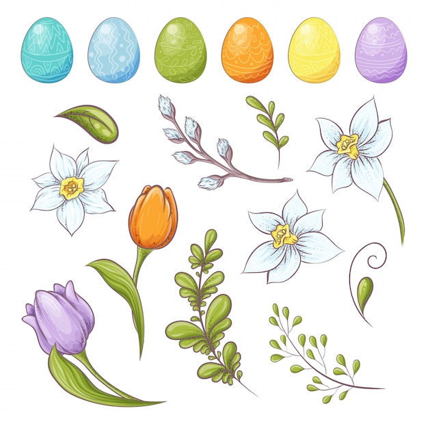 Premium Vector | Set of easter design elements.