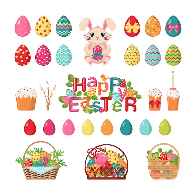 Premium Vector | Set of easter icons.